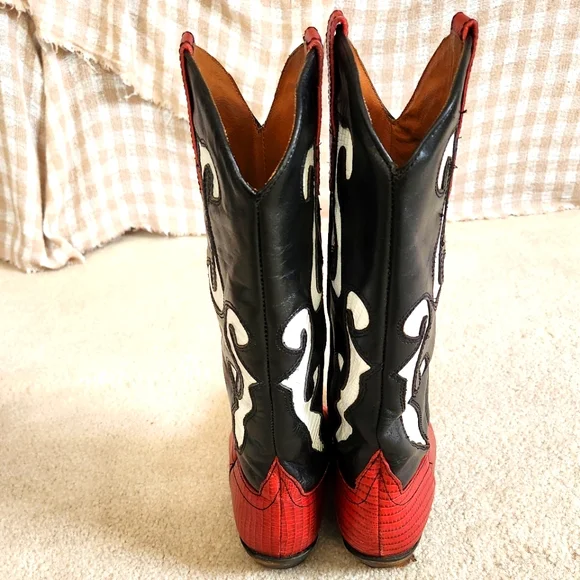 90s Nine West Rodeo Cowgirl boho Western Grunge Leather Boots Romnee 8 - Picture 4 of 12